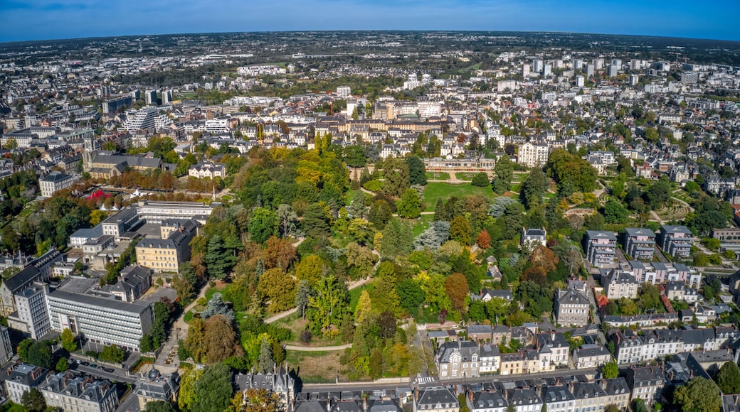 Aerial View of Thabor Park in Rennes, Brittany, France
