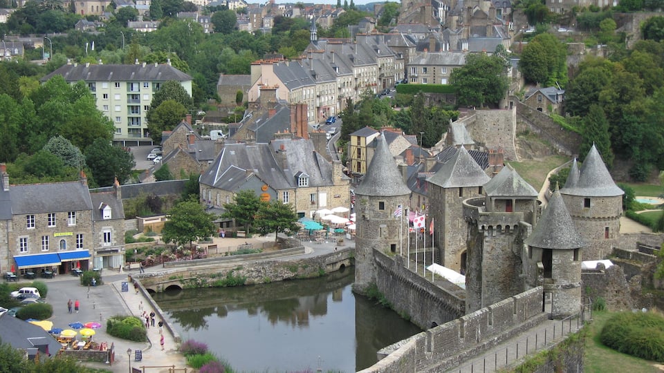 View from turret overlooking the town of FougĂšres