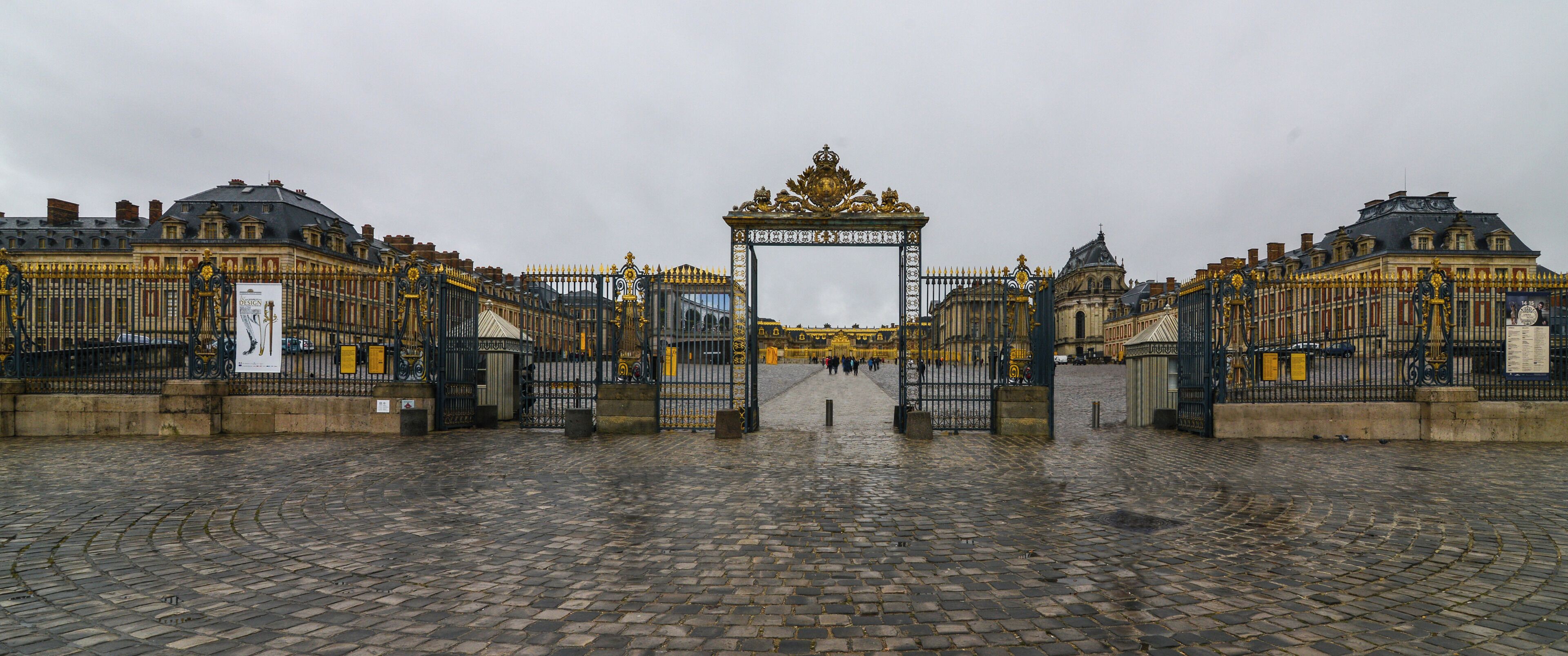 The Palace of Versailles, or simply Versailles, is a royal château in Versailles in the Île-de-France region of France. It is also known as the Château de Versailles. When the château was built, Versailles was a country village; today, however, it is a wealthy suburb of Paris, some 20 kilometres southwest of the French capital. The court of Versailles was the centre of political power in France from 1682, when Louis XIV moved from Paris, until the royal family was forced to return to the capital in October 1789 after the beginning of the French Revolution. Versailles is therefore famous not only as a building, but as a symbol of the system of absolute monarchy of the Ancien Régime. Tourist attraction and art exhibition site The Fifth Republic has enthusiastically promoted the museum as one of France's foremost tourist attractions.[7] The Public Establishment of the Palace, Museum and National Estate of Versailles, a French établissement public à caractère administratif, and Château de Versailles Spectacles organized a Versailles exhibition of the modern art of Jeff Koons in 2008. Six of the works on display came from "the vast private collection of François Pinault, France's wealthiest art collector." In 2008, official Versailles figures stated that nearly five million people visit the château, and 8 to 10 million walk in the gardens, every year [Wikipedia.org]