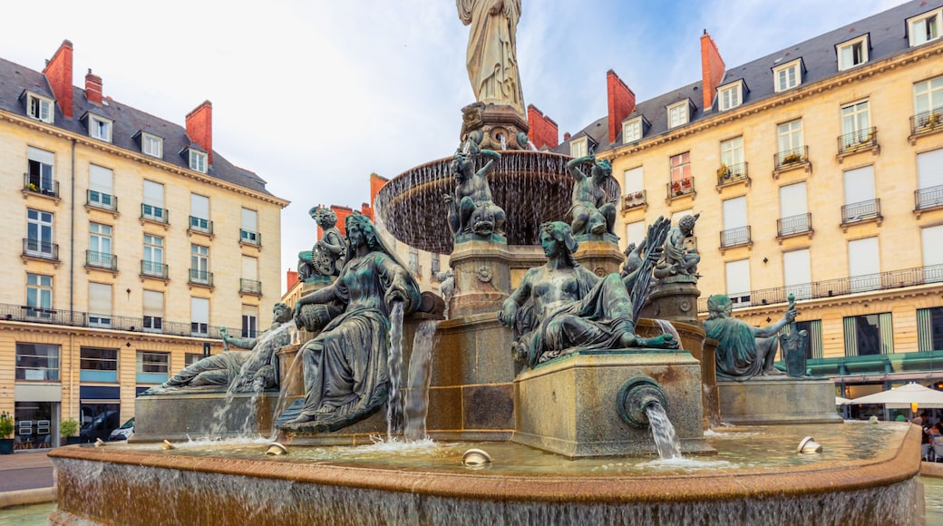 Monumental fountain by Henri-Théodore Driollet inaugurated in 1865 in the Place Royale of Nantes, France