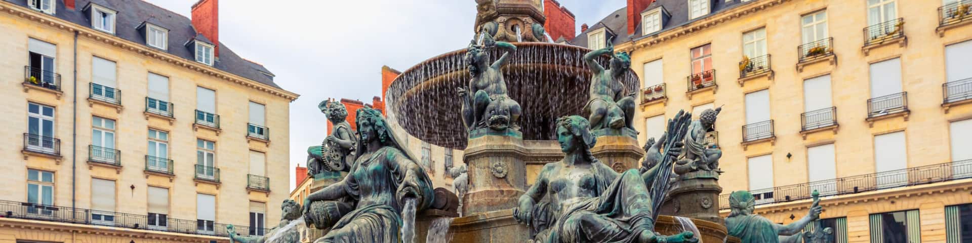Monumental fountain by Henri-Théodore Driollet inaugurated in 1865 in the Place Royale of Nantes, France