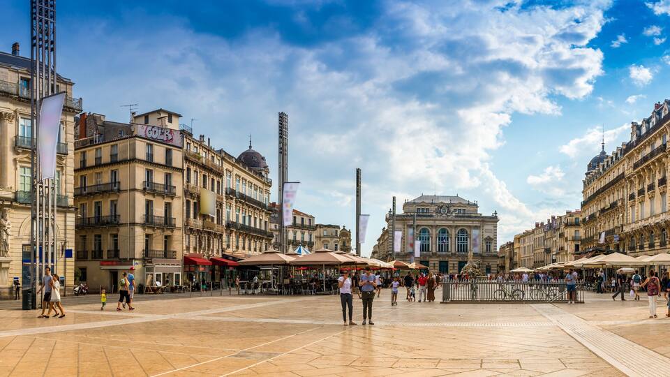 Place de la Comédie à Montpellier, Hérault, Languedoc en Occitanie, France