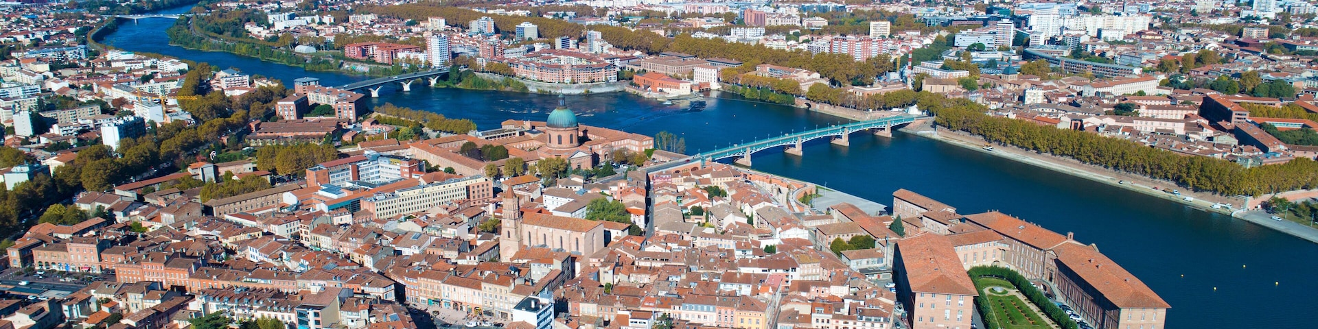 Photographie aérienne du centre-ville de Toulouse