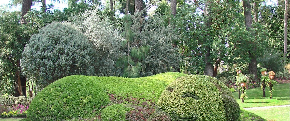 Dans le cadre du Voyage à Nantes 2014, Claude Ponti, le célèbre illustrateur et auteur de littérature jeunesse, est au Jardin des Plantes de Nantes pour la 2ème année consécutive avec toujours autant d'imagination et de créativité. De nouveaux personnages ont été créés en collaboration avec le service des espaces verts de la ville comme le Dormanron (nom scientifique : Pionçotophyceae :-) photographié ici. Le site du VAN (Voyage à Nantes 2014) www.levoyageanantes.fr/fr/le-parcours/metamorphose-ou-re-... Photo Annie Dalbéra