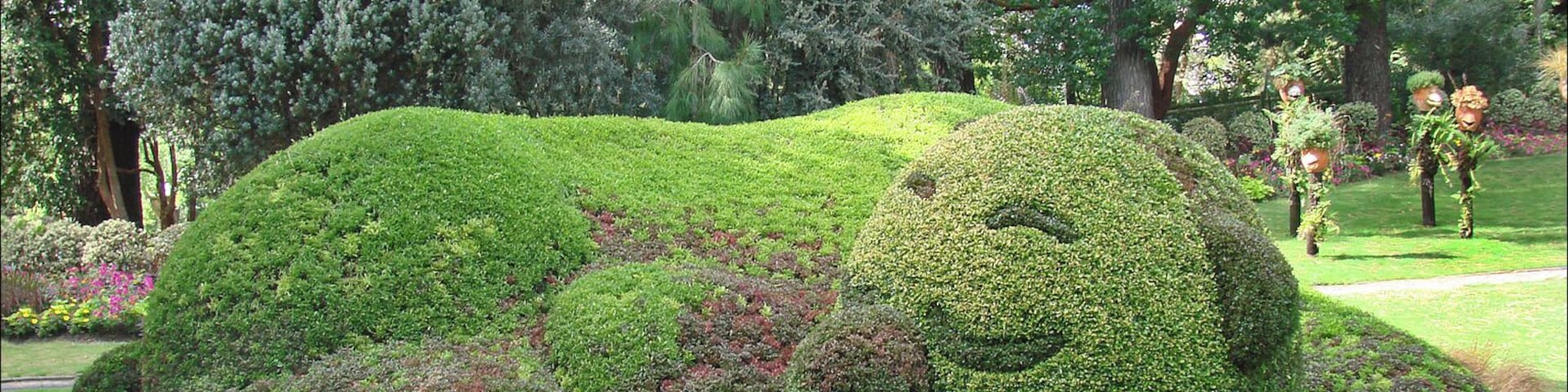 Dans le cadre du Voyage à Nantes 2014, Claude Ponti, le célèbre illustrateur et auteur de littérature jeunesse, est au Jardin des Plantes de Nantes pour la 2ème année consécutive avec toujours autant d'imagination et de créativité. De nouveaux personnages ont été créés en collaboration avec le service des espaces verts de la ville comme le Dormanron (nom scientifique : Pionçotophyceae :-) photographié ici. Le site du VAN (Voyage à Nantes 2014) www.levoyageanantes.fr/fr/le-parcours/metamorphose-ou-re-... Photo Annie Dalbéra