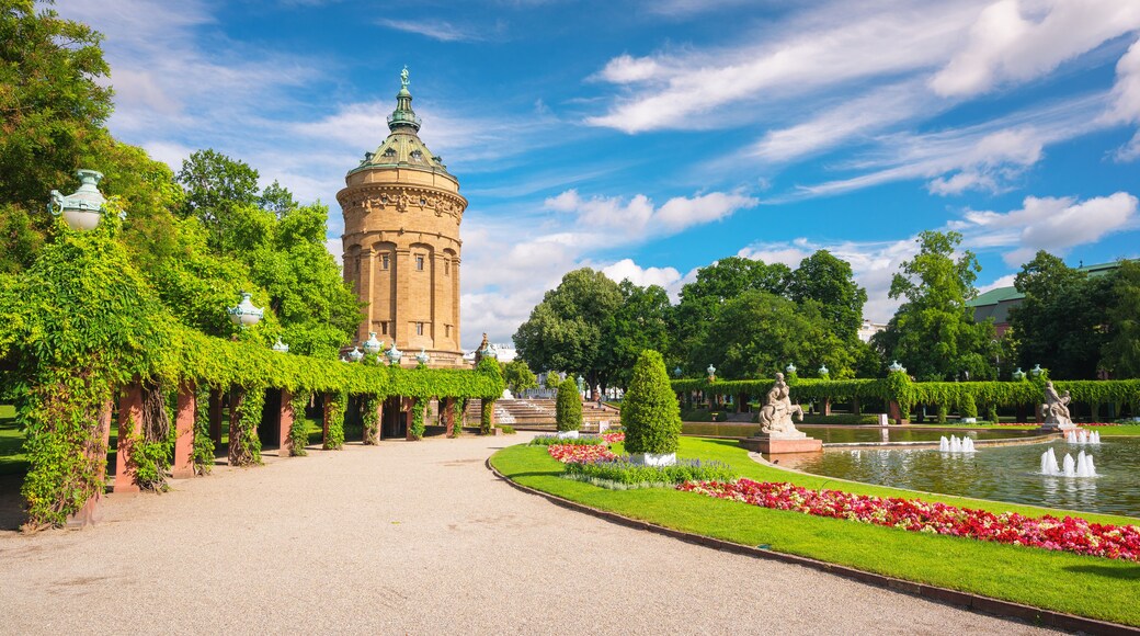 View of the Mannheim Water Tower at a sunny summer day