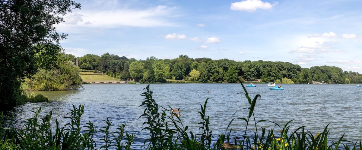 Panoramic view of park area Ruhr area North Rhine Westphalia Gelsenkirchen