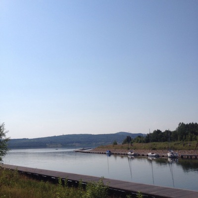 Try to check this little port on this lake. Clear water here and no people. F beach 😊