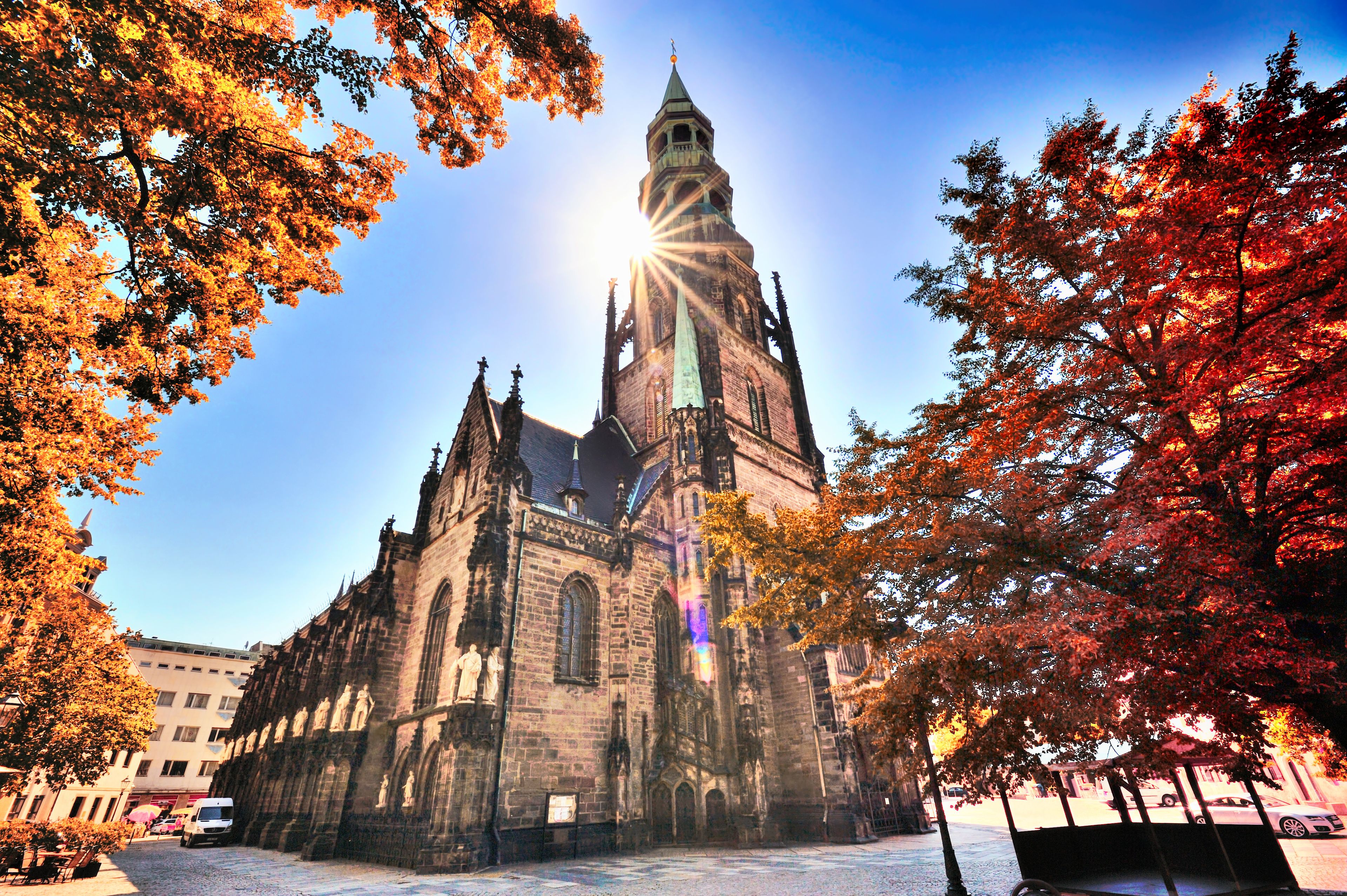 Kirche Zwickau, architektur, sonne, gegenlicht, religion, gothic, anreisen, geschichte, marienkirche, glaube, urlaub, unterkunft, sehenswürdigkeit, zwickauer land, erleuchtung, sachsen, Fliegerbauer
