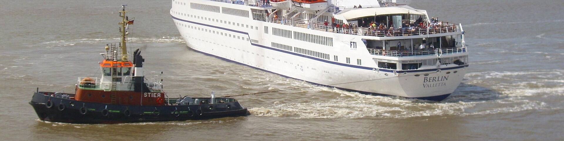 Arrival of the cruise ship Berlin in Bremerhaven, Germany