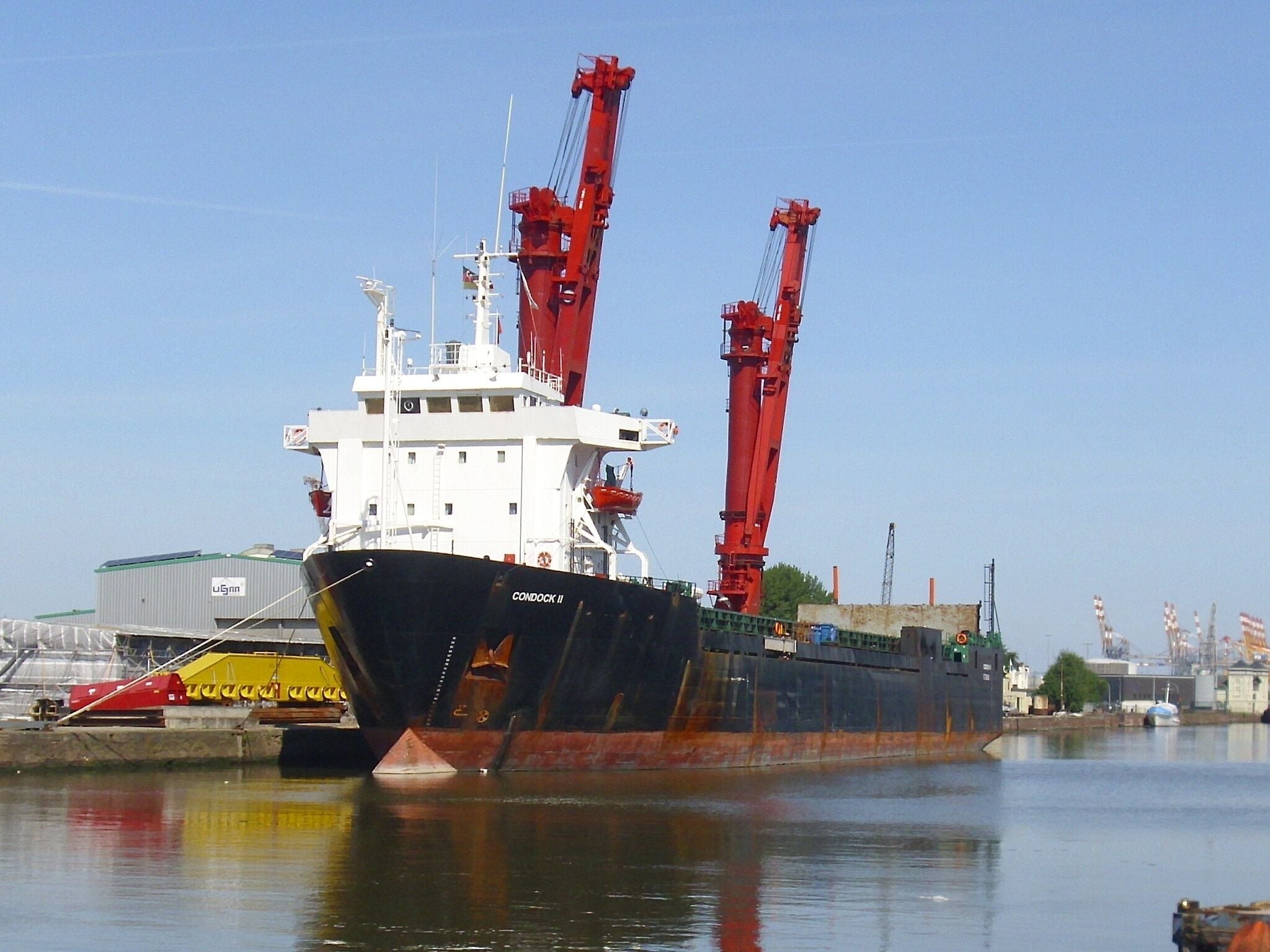 The heavy load carrier (dock ship) Condock II moored in Bremerhaven, Germany.