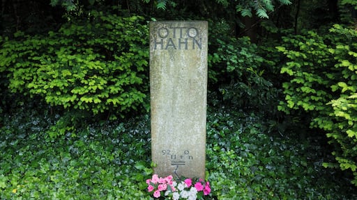 Grave and tombstone of Otto Hahn at the historic city cemetery (Stadtfriedhof) in Göttingen, Germany.