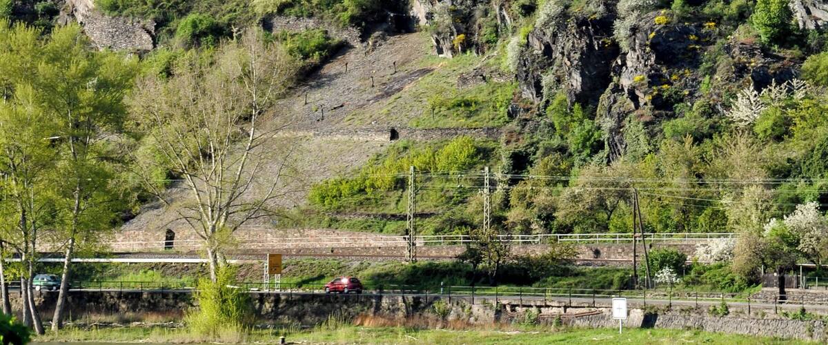 Burg Maus am Rhein bei Sankt Goarshausen, von Hafen Fellen aufgenommen