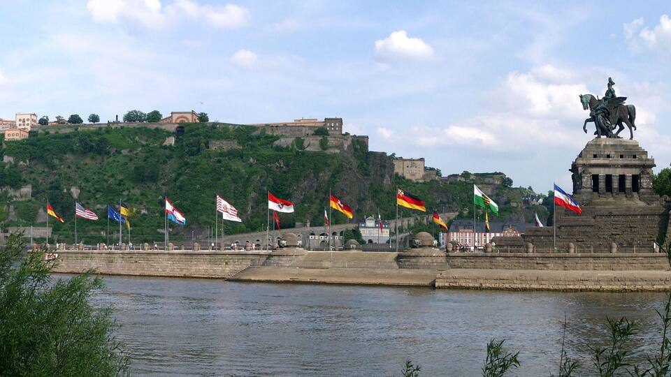 Deutsches Eck and Festung Ehrenbreitstein in Koblenz