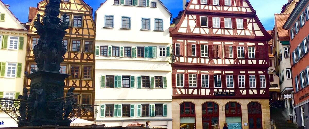 Tübingen's Market Place with Neptune's Fountain