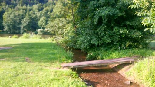 Der Fechenbach mĂŒndet in den Main (hinten)