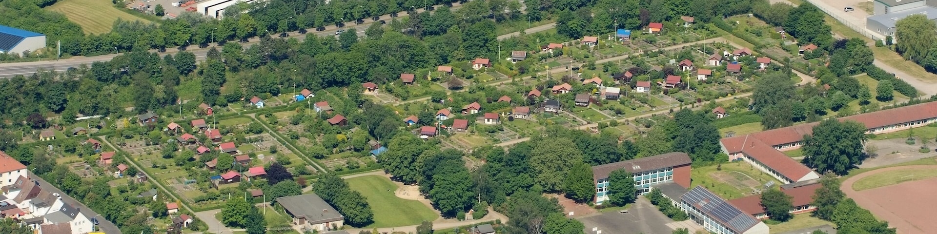 Kleingartensiedlung in Geestemünde-Süd, Bremerhaven Fotoflug vom Flugplatz Nordholz-Spieka über Cuxhaven und Wilhelmshaven