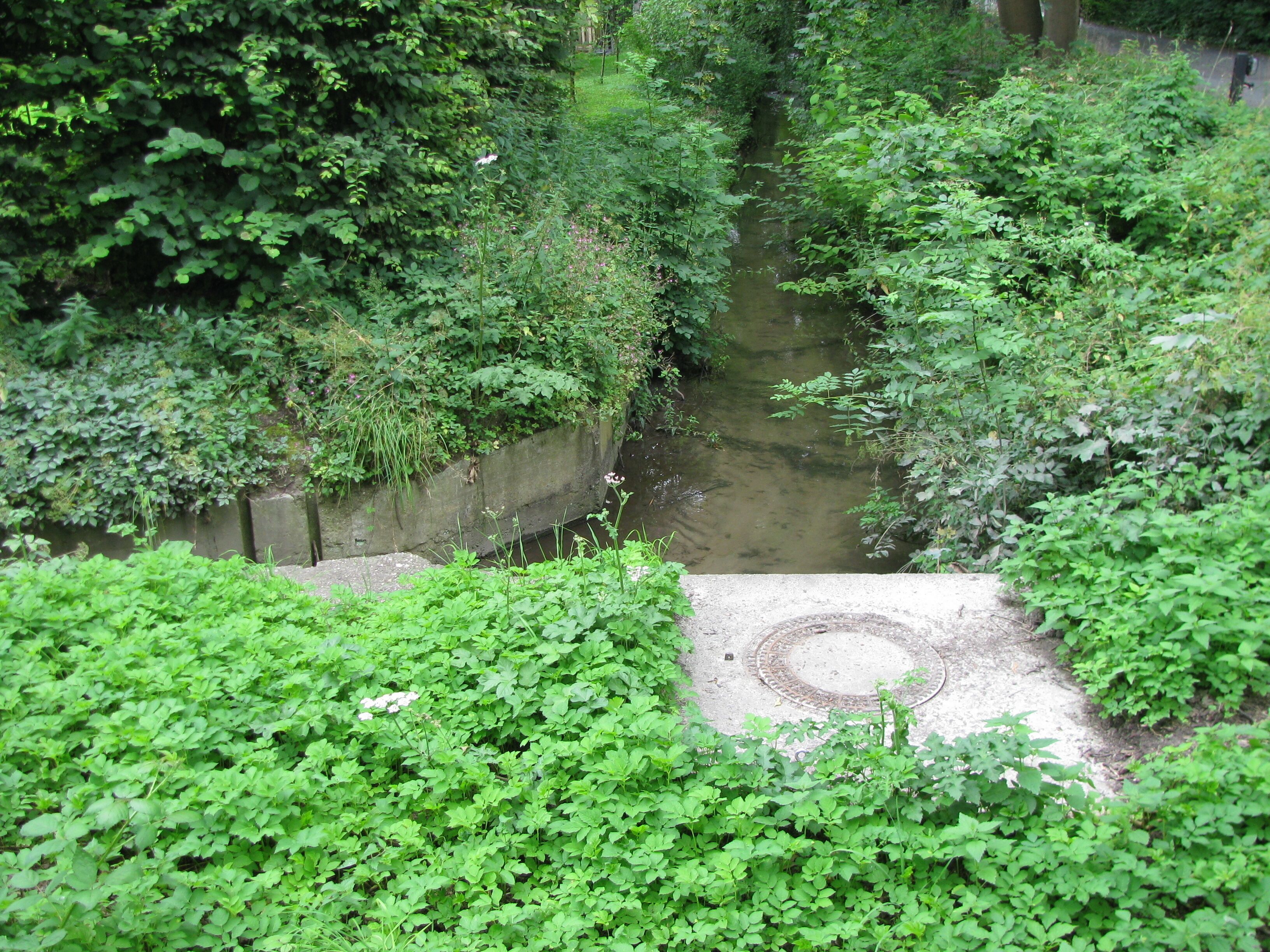 der Abzweig von der Strunde in den Verbindungsgraben zum Faulbach
