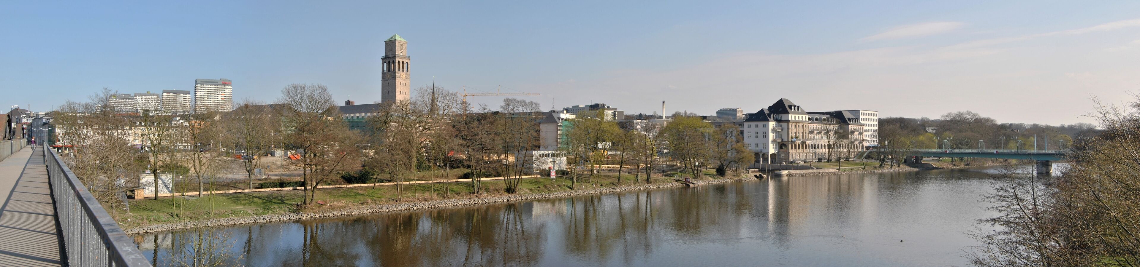 Panorama of the central business district of Mülheim, Germany