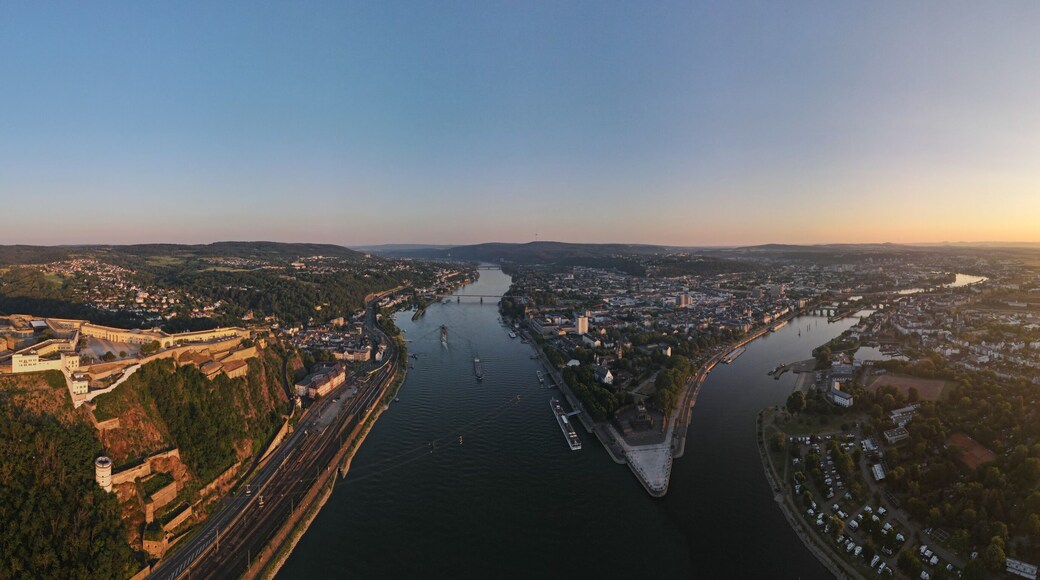 Deutsches Eck in Koblenz Luftaufnahme