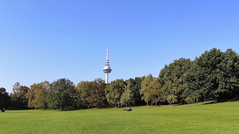 Luisenpark in Mannheim, im Hintergrund der Fernmeldeturm
(Luisenpark in Mannheim, in the Background the communication Tower)