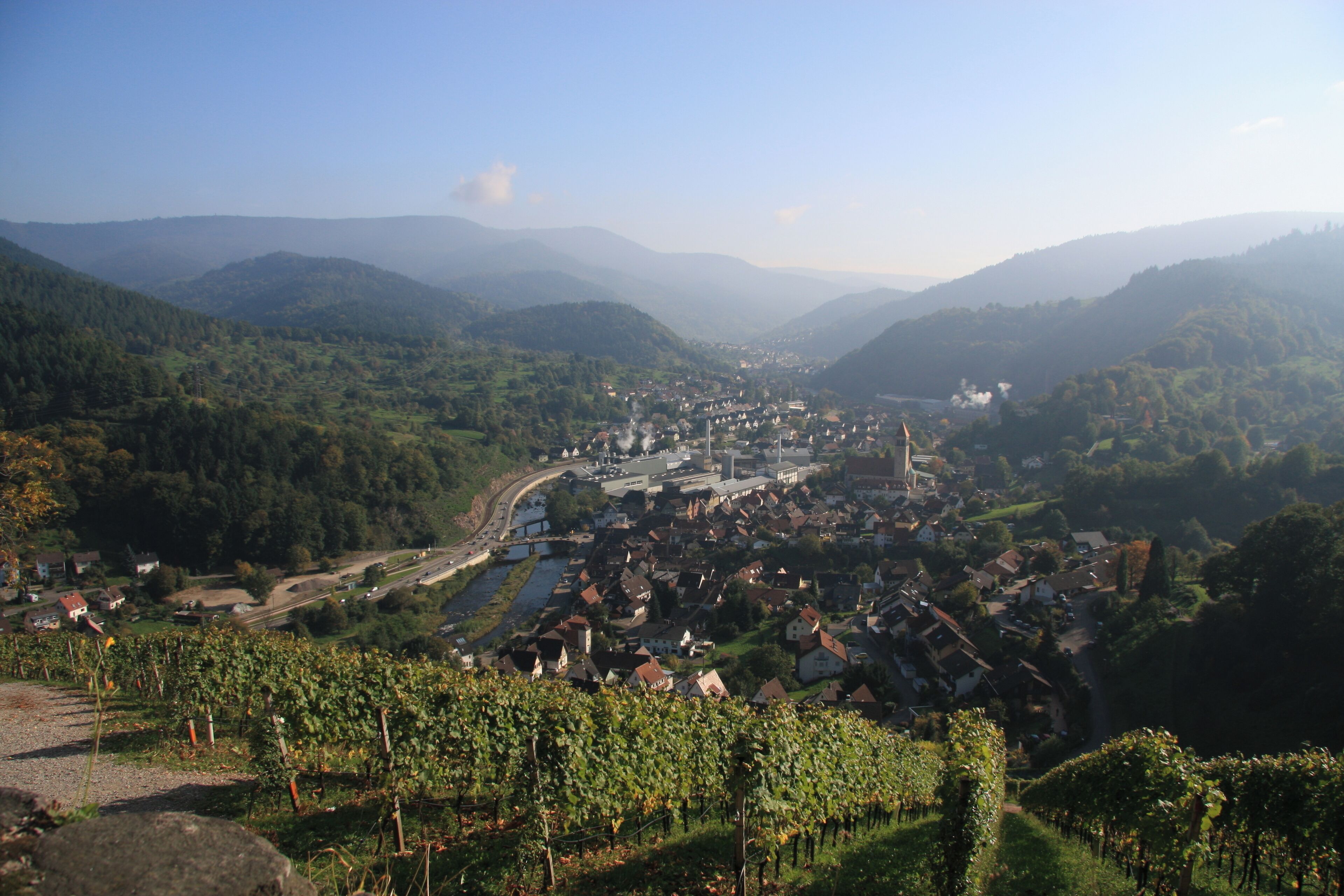 Gernsbach in the Black Forest: Obertsrot and the Murg valley seen from Eberstein castle.