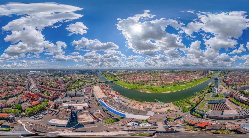 mannheim germany jungbusch aerial 360° vr environment equirectangular