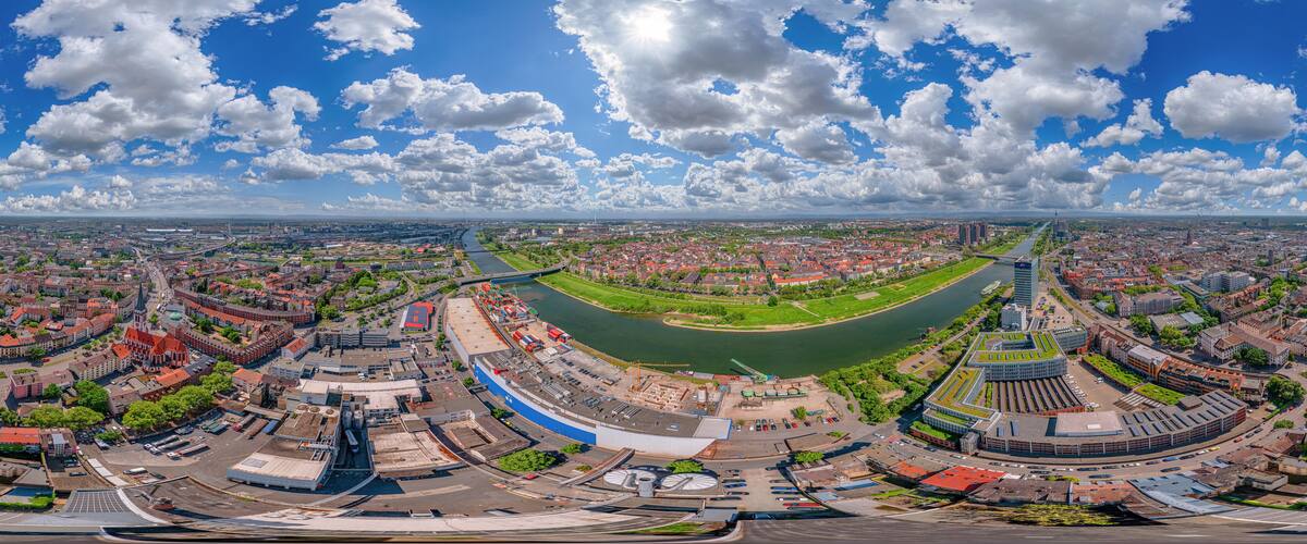 mannheim germany jungbusch aerial 360° vr environment equirectangular