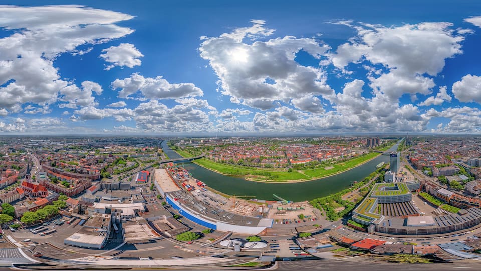 mannheim germany jungbusch aerial 360° vr environment equirectangular