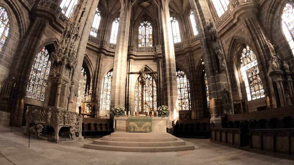 Nuremberg, Germany 10.17.2019: Interior of Saint Lorenz cathedral in Nürnberg
