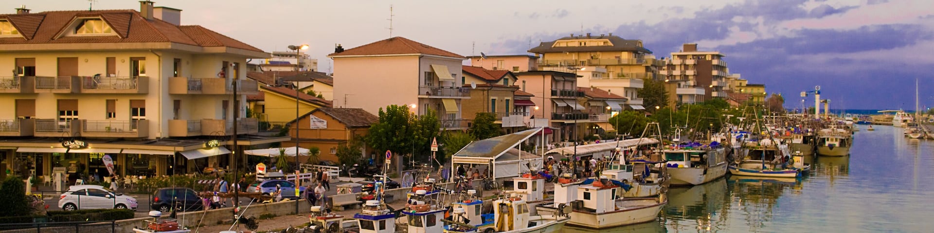 Fishing Boats docked in Igea Marina Bellaria in Rimini at sunset., Shutterstock ID 78236737, Purchase Order: -