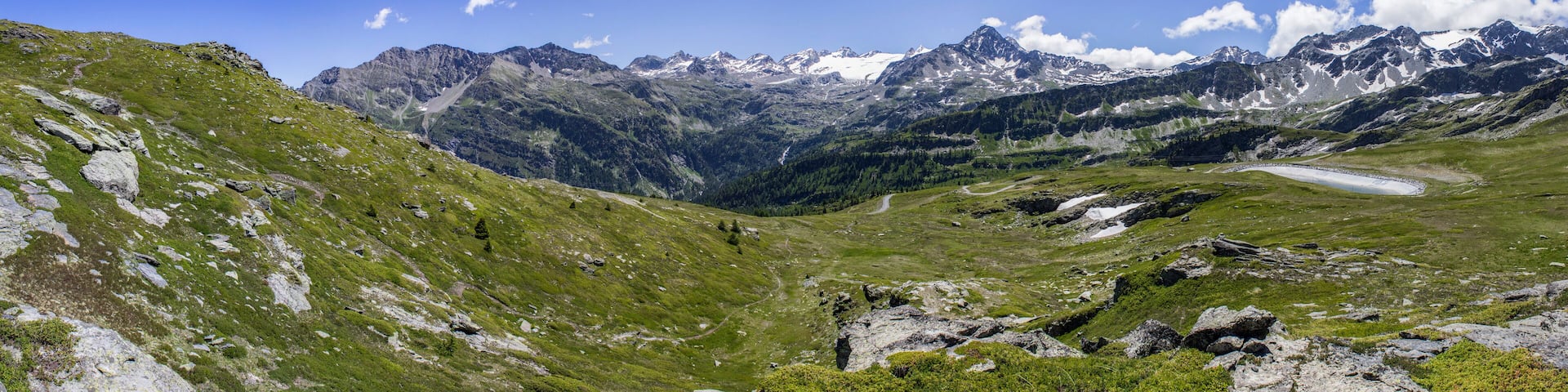 Panorama view to La Thuile valley