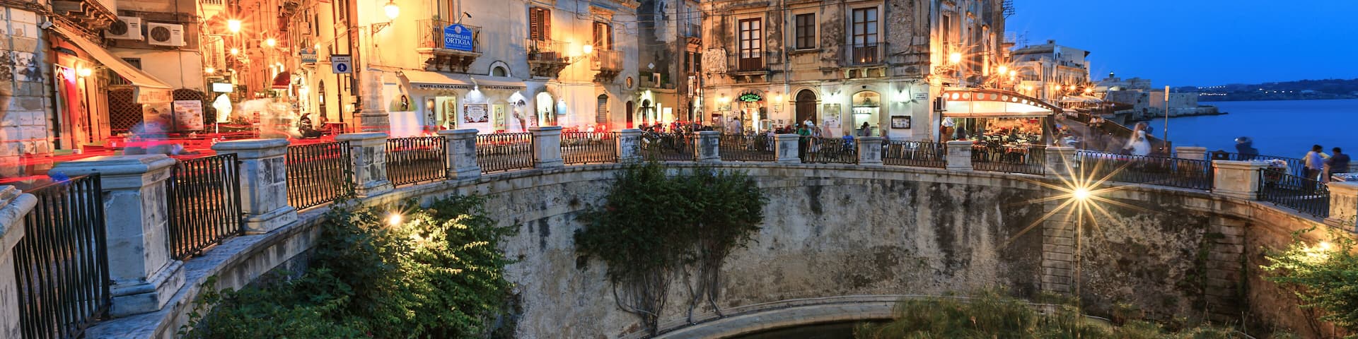 Ortigia in Syracuse night scene
