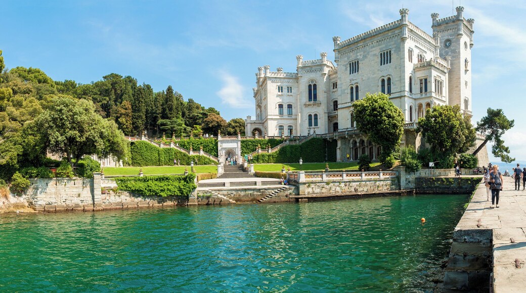 Panorama of Miramare castle near Trieste, Italy