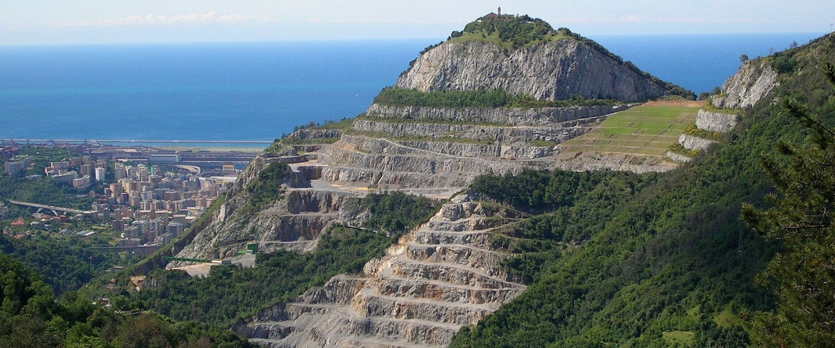 Genoa, quarter of Sestri Ponente, view of mount Gazzo