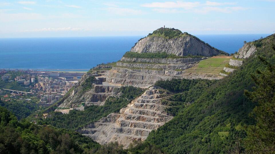 Genoa, quarter of Sestri Ponente, view of mount Gazzo