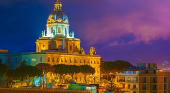 Messina Sicily Italy. Church of Cristo Re at night.