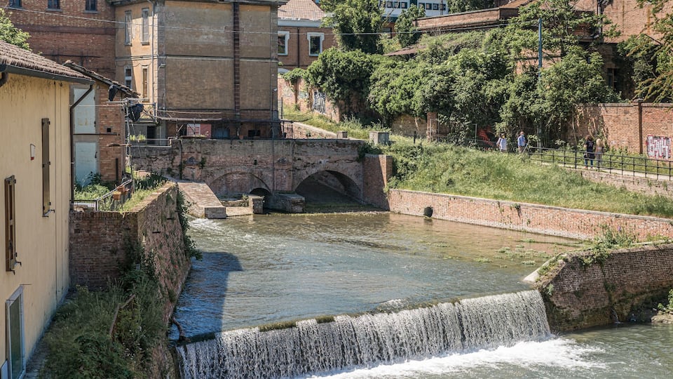 Historical industrial district of Bologna along the Navile canal, waterworks and waterway to Ferrara and Venice, 11th-19th century. Bologna, Emilia Romagna, Italy.