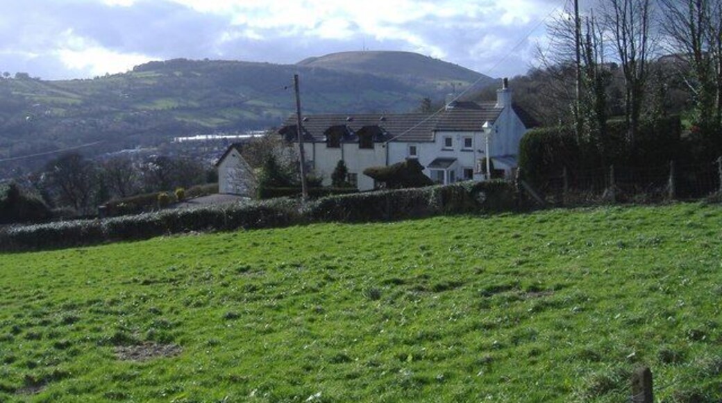 Dewallt A narrow lane runs downhill towards Pontymister, past this group of cottages, from Pontymason Lane.