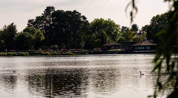 CARDIFF, WALES - AUG 10 : Lighthouse in Roath Park commemorating Captain Scotts ill-fated voyage to the Antartic in Cardiff on august 2019