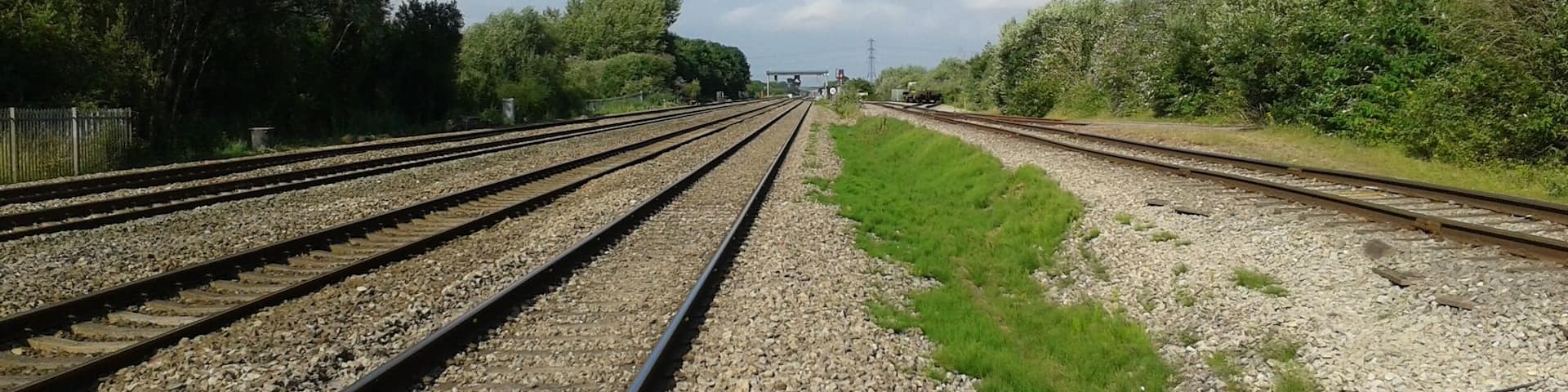 Possession at Wentloog. A view eastward showing (left to right) the Up Main, Down Main, Up Relief, down Relief and access/exit track from the freightliner terminal.