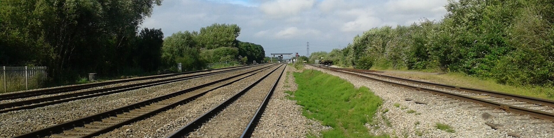Possession at Wentloog. A view eastward showing (left to right) the Up Main, Down Main, Up Relief, down Relief and access/exit track from the freightliner terminal.