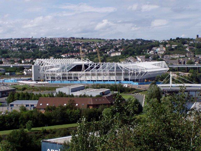 Liberty Stadium, Swansea, under construction, August 2004.