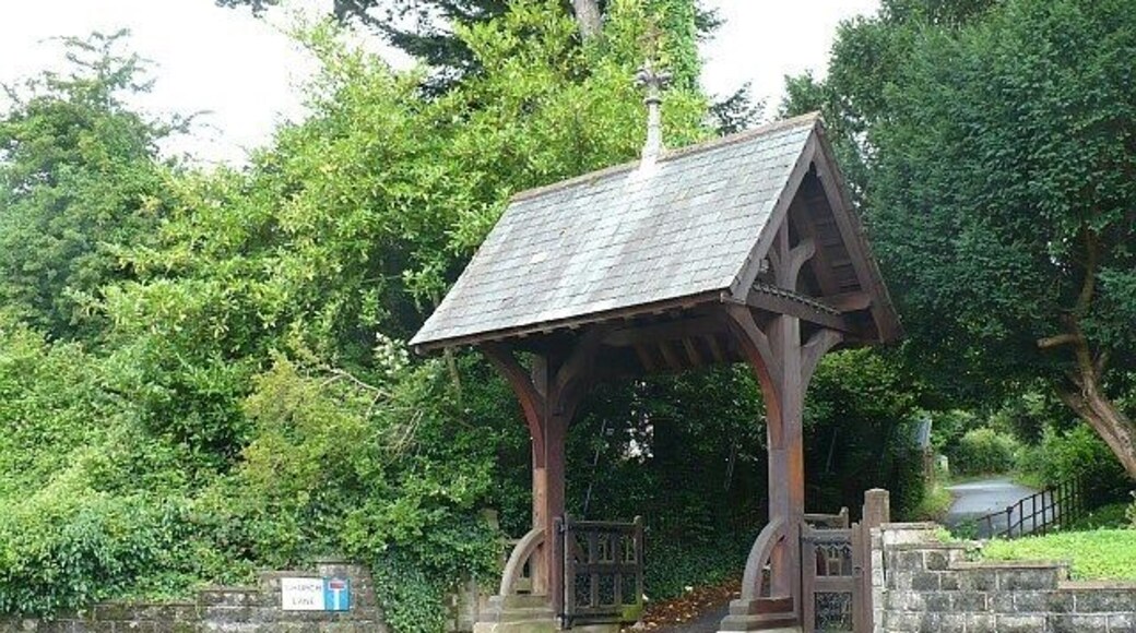 Lych Gate, St Mellons The churchyard is a short distance up the lane beyond the lych gate.