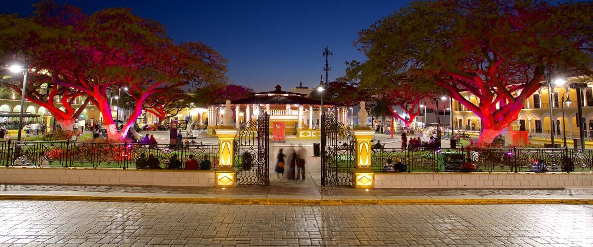 Plaza de la Independencia which includes night scenes and a garden