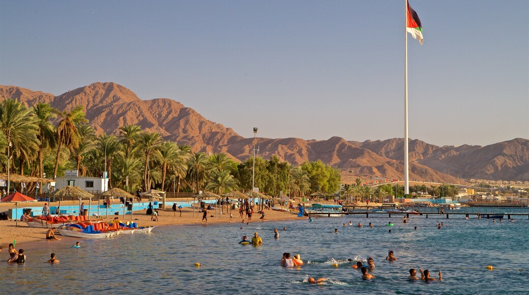 Aqaba montrant plage de sable, scĂšnes tropicales et vues littorales