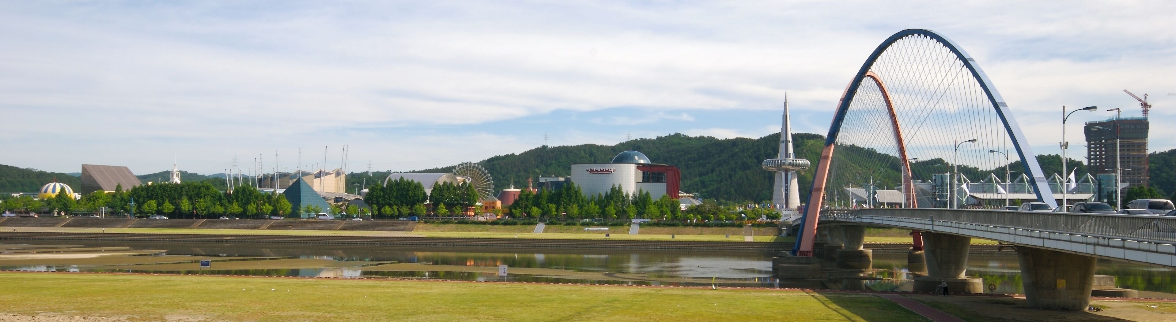 Photograph of the Expo Science Park in Daejeon, South Korea. It was taken from across Gapcheon.