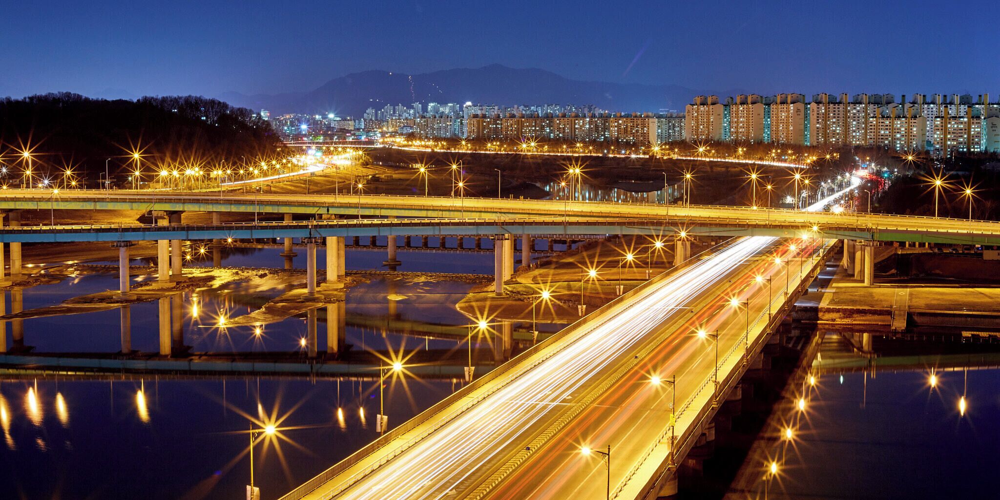 500px provided description: Nightview in Daejeon South Korea. [#city ,#street ,#night ,#lights ,#bridge ,#long exposure ,#korea]