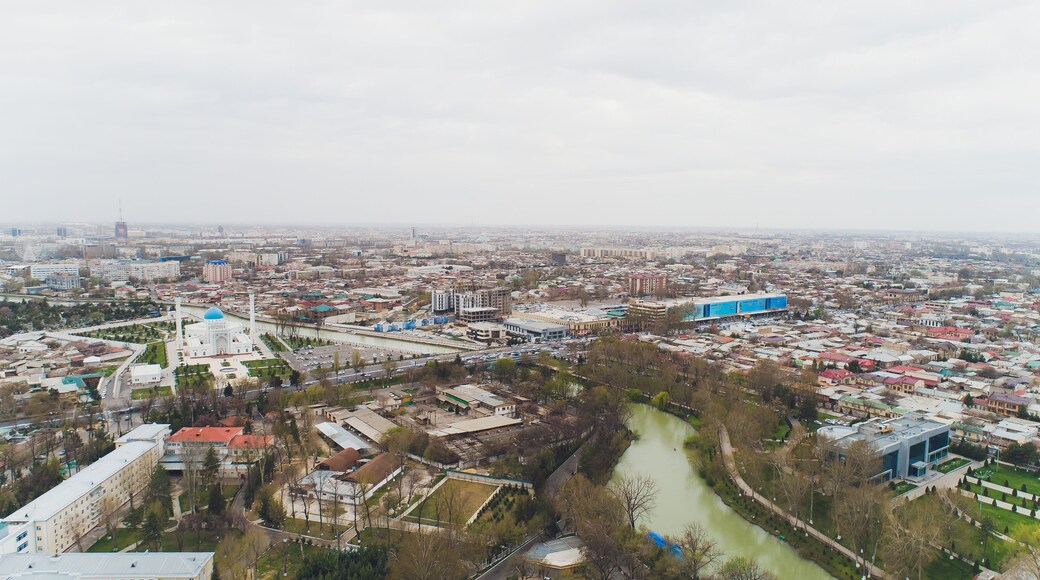 Uzbekistan Tashkent Minor largest masjidi Aerial cityscape.