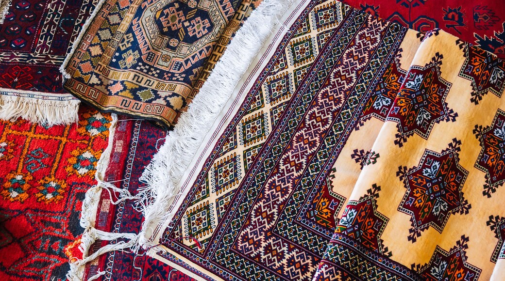 luxury oriental Asian carpets at the bazaar in Uzbekistan in Tashkent